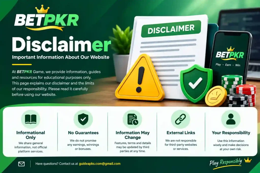 BetPKR Game Disclaimer