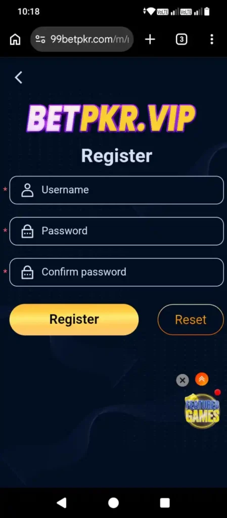 BetPKR Register